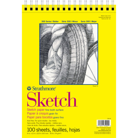 300 Series Sketch Pad, Side Wire Binding, 100 Sheets, 9x12 inch