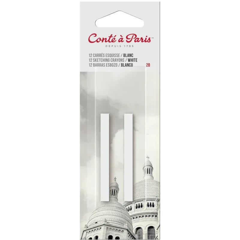 Carrés Esquisse Sketching Pastel Crayons, White 2B, Pack of 2