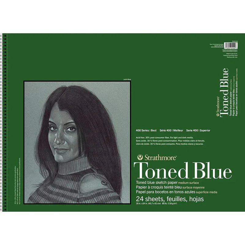 400 Series Sketch Pad, Recycled, Toned Blue, Side Wire Binding, 24 Sheet, 18x24 inch, 1 Count