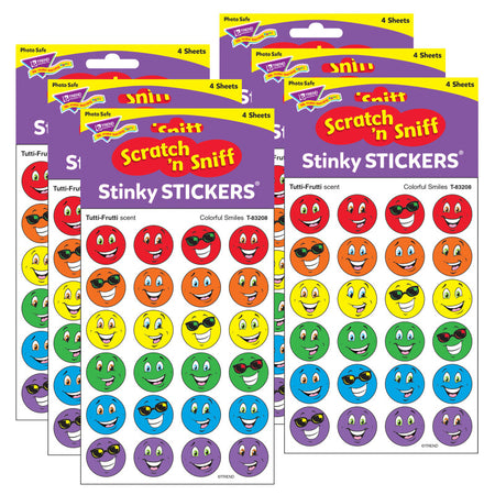 Colorful Smiles/Tutti-Frutti Stinky Stickers&reg;, 96 Per Pack, 6 Packs