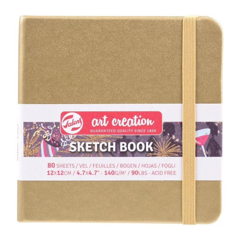 Sketchbook, 80 Sheets, 90lbs, White Gold Cover, 4.7" x 4.7"