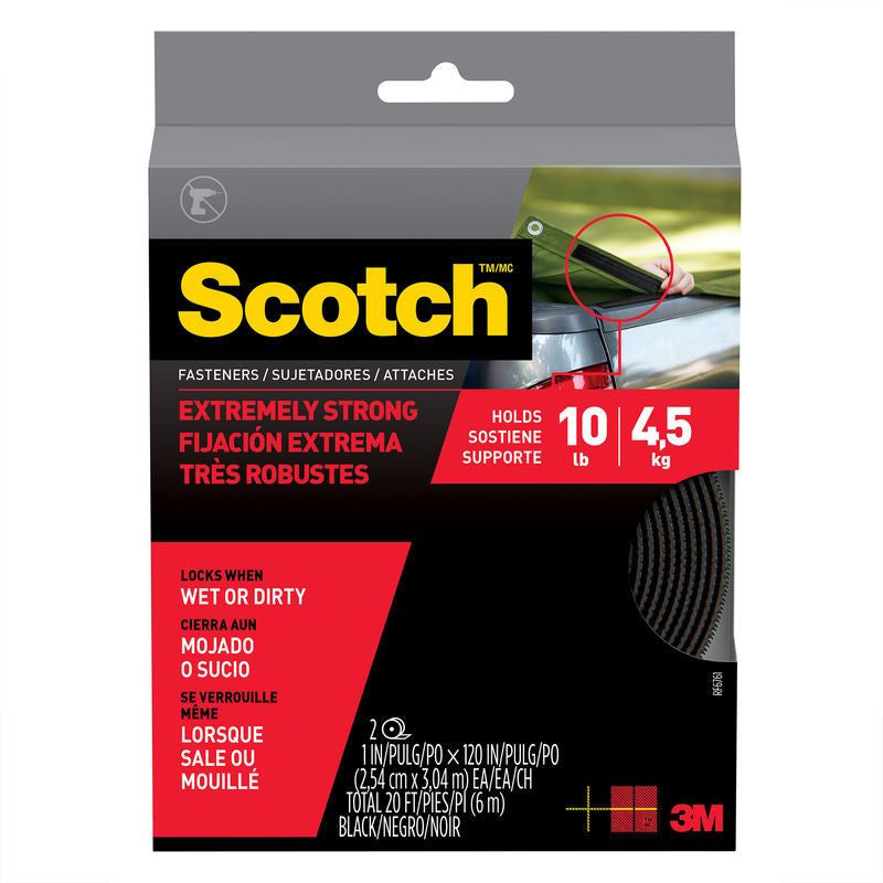 Reclosable Extreme Fastener Roll, 1 Inch x 10 ft, Black
