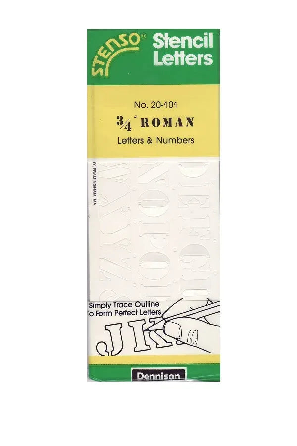 Stenso Stencil 3/4" Roman Letters and Numbers No 20-101 Dennison