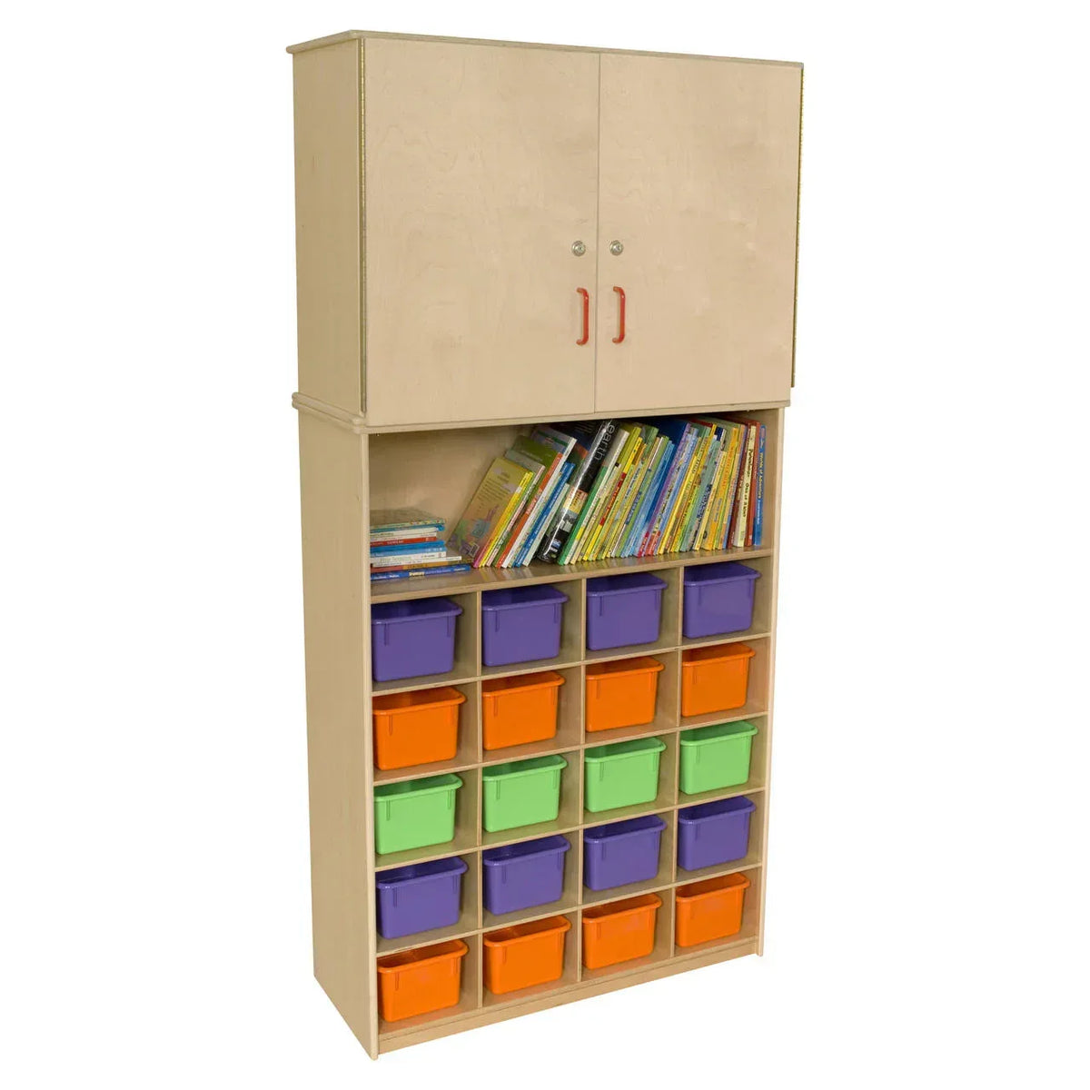20 Tray Vertical Storage Cabinet with Assorted Pastel Trays
