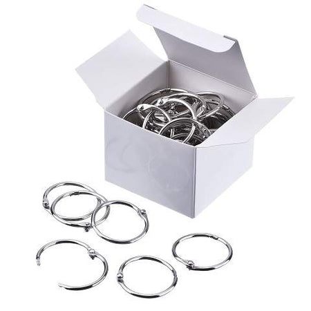 Loose Leaf Rings, 1 Inch Diameter, Silver, 100/Box