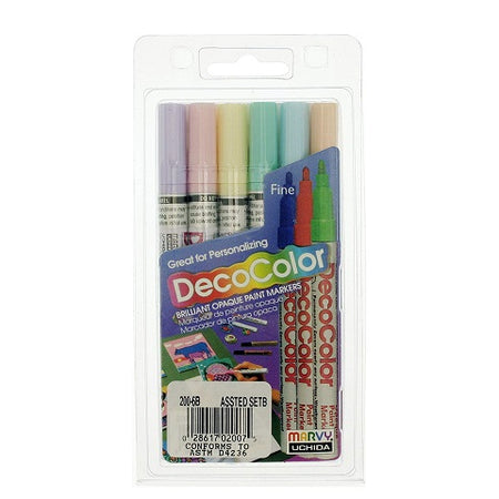 Marvy DecoColor® 6-Piece Fine Tip Paint Marker Set - Pastel Colors