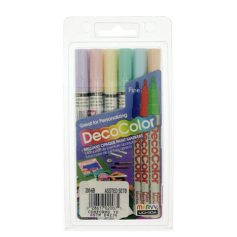 Marvy DecoColor® 6-Piece Fine Tip Paint Marker Set - Pastel Colors