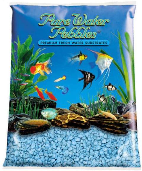 Light Blue Aquarium Natural Gravel, Acrylic Coating - 5 LBS Bag