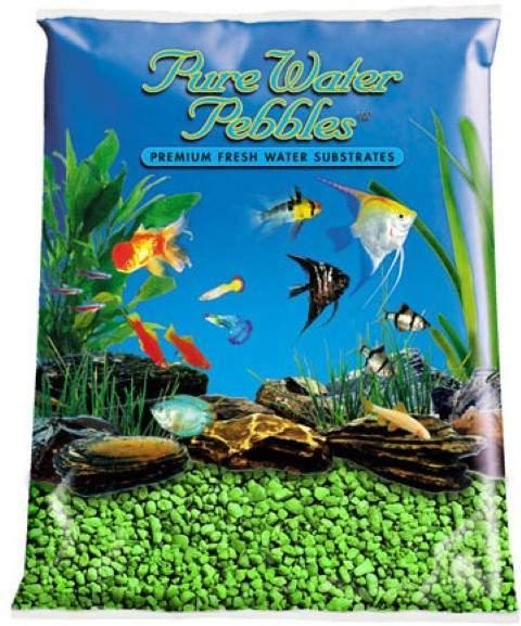 Green Aquarium Natural Gravel, Acrylic Coating - 5 LBS Bag