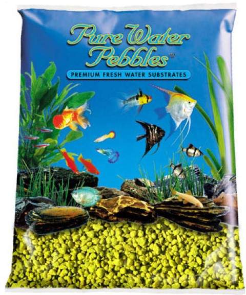 Yellow Aquarium Natural Gravel, Acrylic Coating - 5 LBS Bag