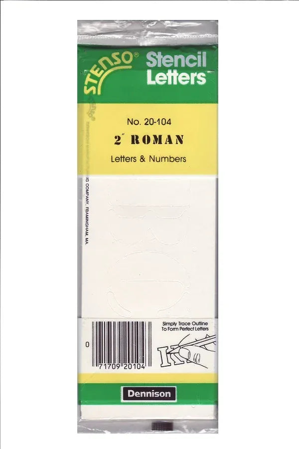 Stenso Stencil 2" Roman Letters and Numbers No 20-104 Dennison