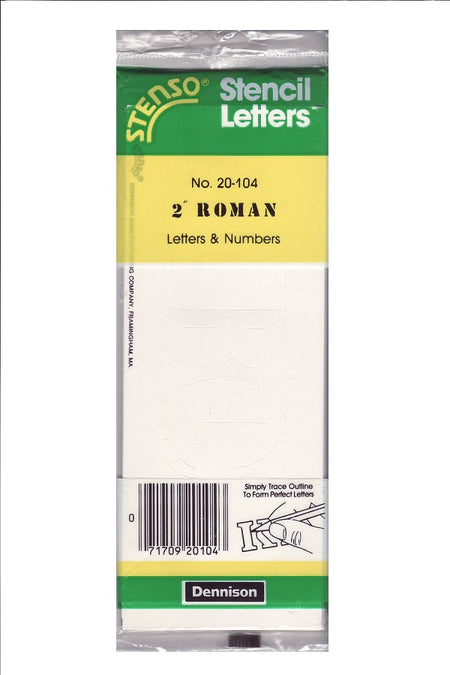 Stenso Stencil 2" Roman Letters and Numbers No 20-104 Dennison