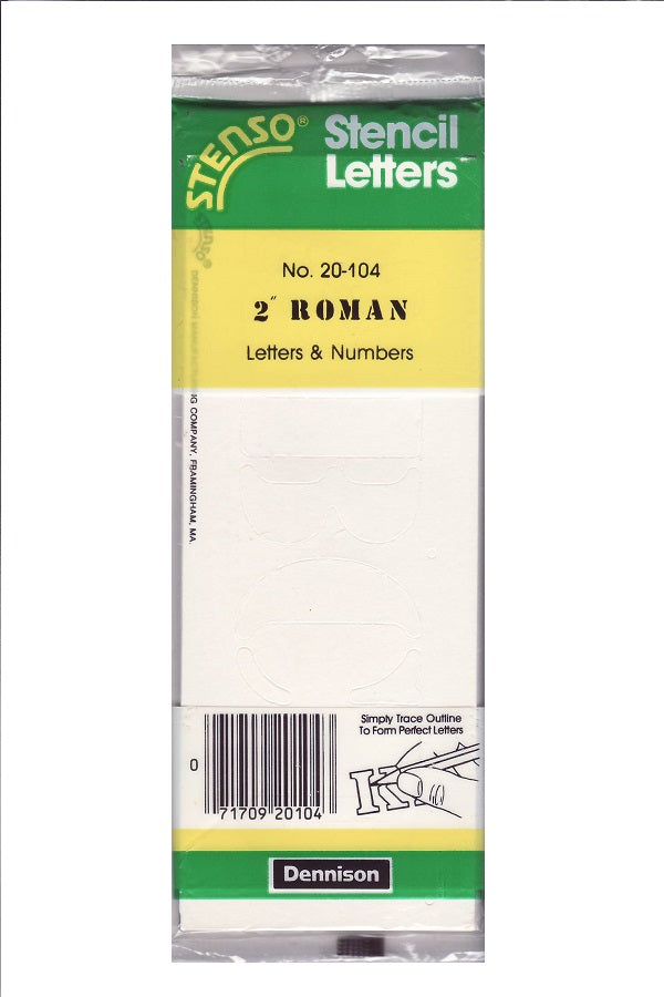 Stenso Stencil 2" Roman Letters and Numbers No 20-104 Dennison