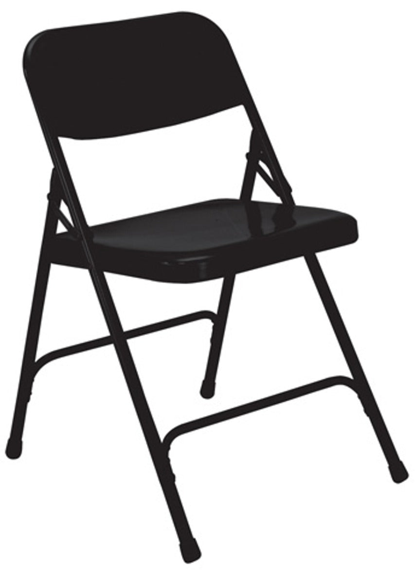 NPS® 200 Series Premium All-Steel Double Hinge Folding Chair 17.5 Seat Height - Black, CARTON OF 4