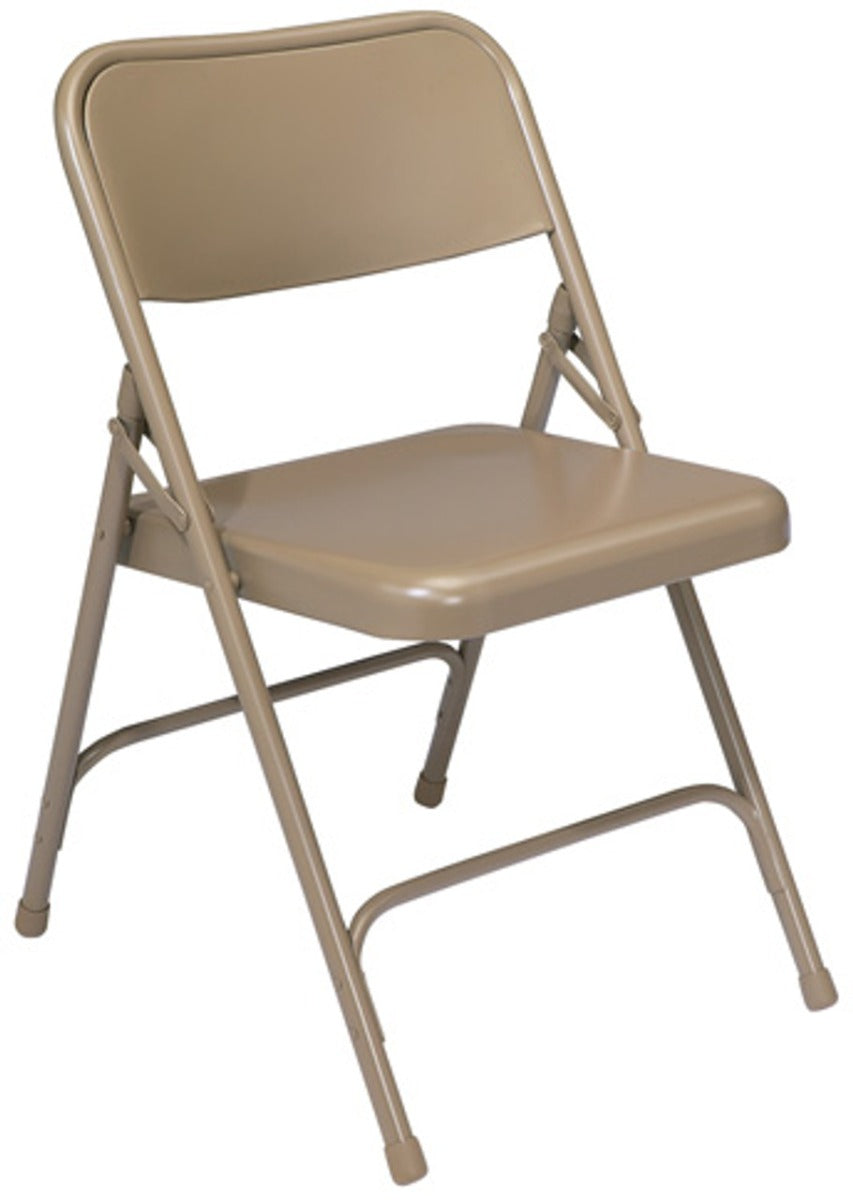 NPS® 200 Series Premium All-Steel Double Hinge Folding Chair 17.5 Seat Height - Beige, CARTON OF 4