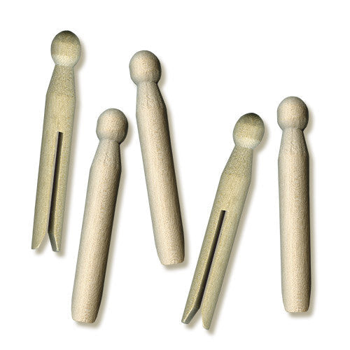 Doll Pins - Wood - Natural - 3-3/4 Inches - 25 Pieces (91591)