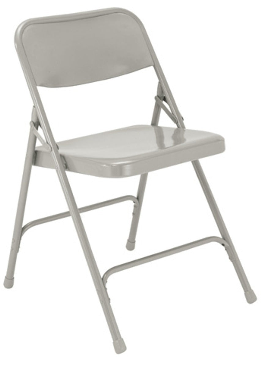 NPS® 200 Series Premium All-Steel Double Hinge Folding Chair 17.5 Seat Height - Grey, CARTON OF 4