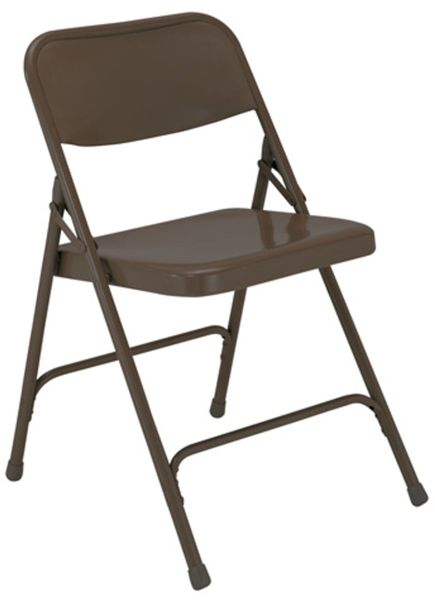 NPS® 200 Series Premium All-Steel Double Hinge Folding Chair 17.5 Seat Height - Brown, CARTON OF 4