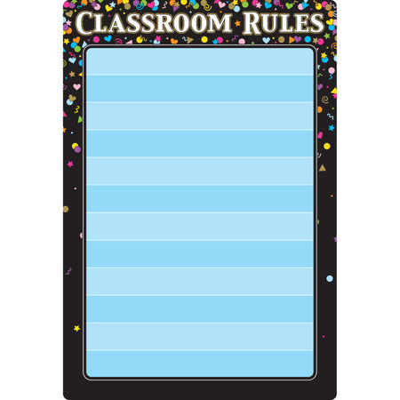 Smart Poly&reg; Chart Black Confetti Classroom Rules, 13" x 19"
