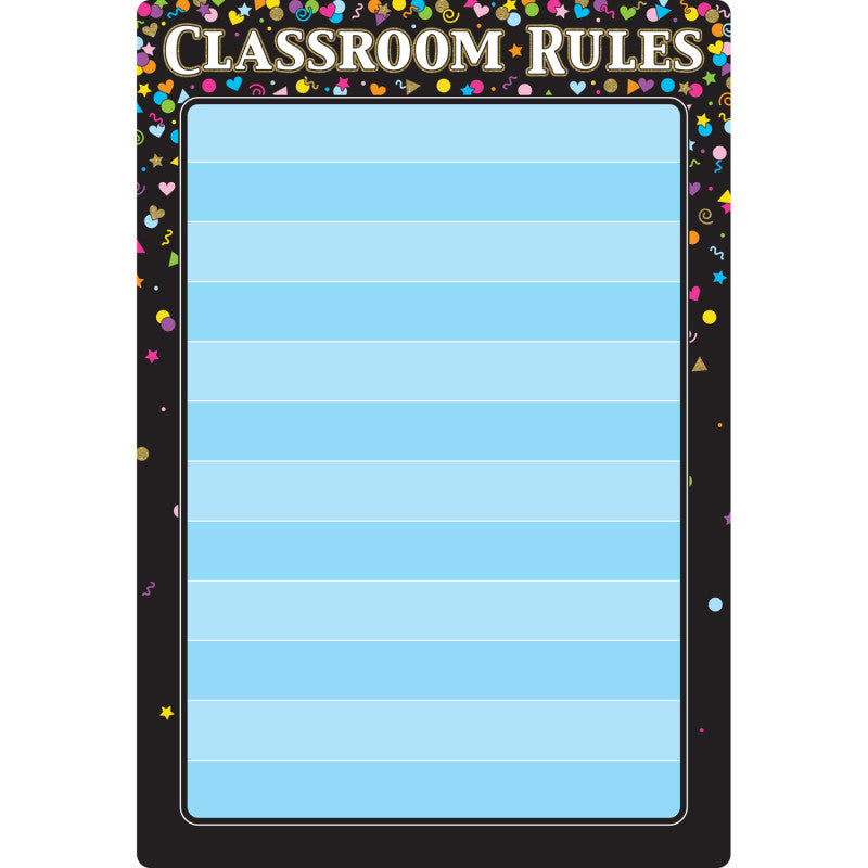 Smart Poly&reg; Chart Black Confetti Classroom Rules, 13" x 19"