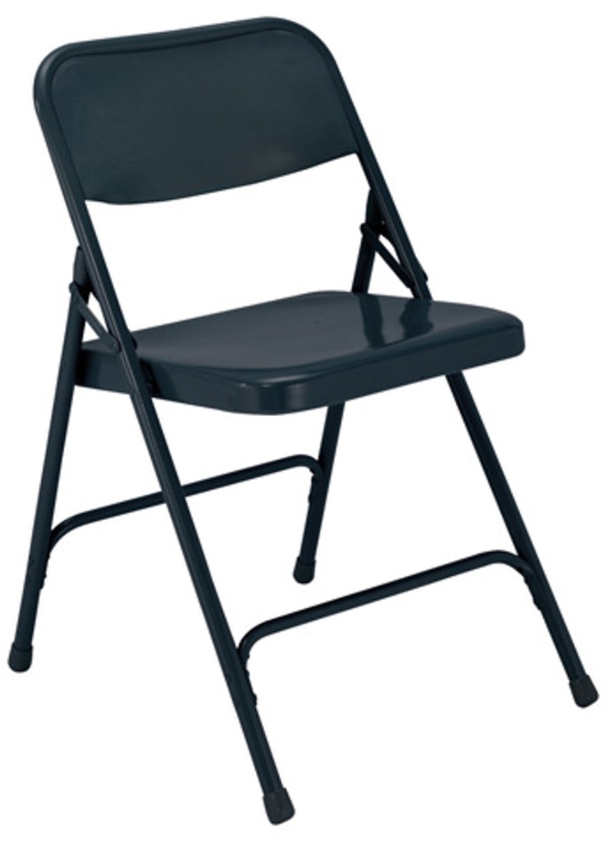 NPS® 200 Series Premium All-Steel Double Hinge Folding Chair 17.5 Seat Height - Char-Blue, CARTON OF 4