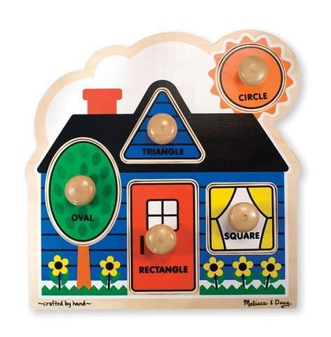 Melissa & Doug 12" x 12" First Shapes Jumbo Knob Wooden Puzzle - 5 Pieces, item 2053