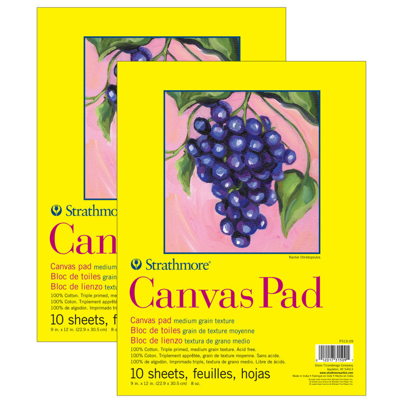 300 Series Canvas Pad, Tape Binding, 10 Sheet, 9x12 inch, Pack of 2
