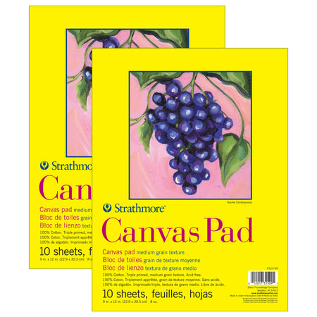 300 Series Canvas Pad, Tape Binding, 10 Sheet, 9x12 inch, Pack of 2