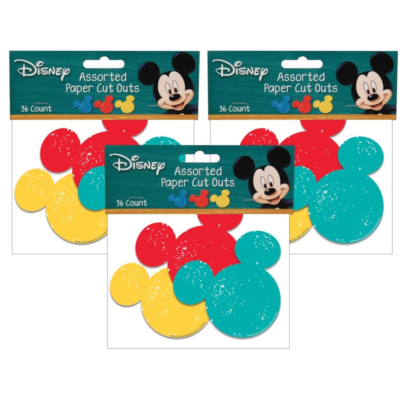 Mickey Mouse&reg; Paper Cut Outs, 36 Per Pack, 3 Packs
