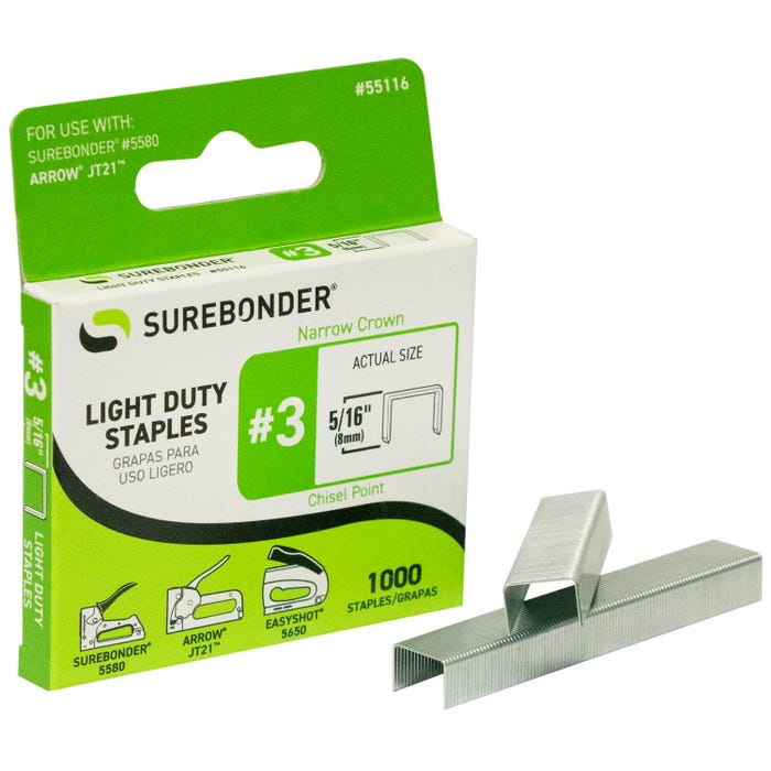 15/16" Heavy Duty Narrow Crown Staples - 1250 Count | #4 Series 55516