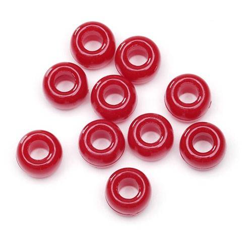Pony Beads Plastic Opaque Red 6 x 9mm, 900 pieces