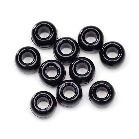 Pony Beads Plastic Opaque Black 6 x 9mm, 900 pieces