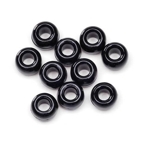 Pony Beads Plastic Opaque Black 6 x 9mm, 900 pieces