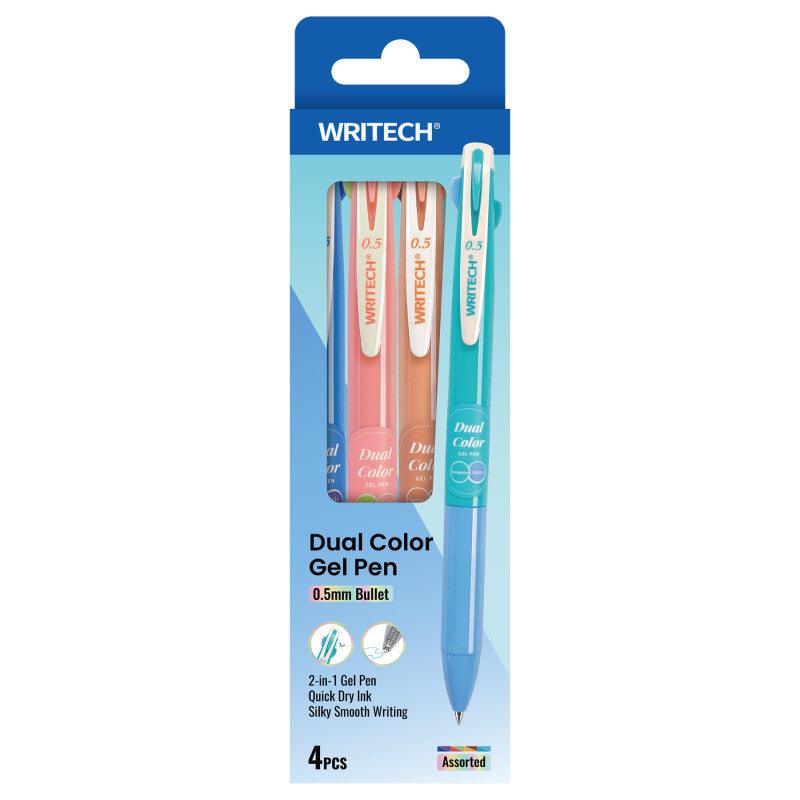Dual Color Retractable Gel Pens, Assorted Ink Pairings, Set 2, 4 Count