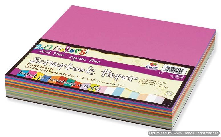 PACON SCRAPBOOK PAPER VALUE ASSORTMENT 12" X 12" ASSORTED COLORS