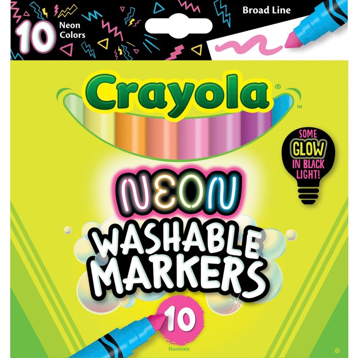 Crayola® Neon Washable Markers, Assorted Colors, Set of 10, (BIN58-7847)