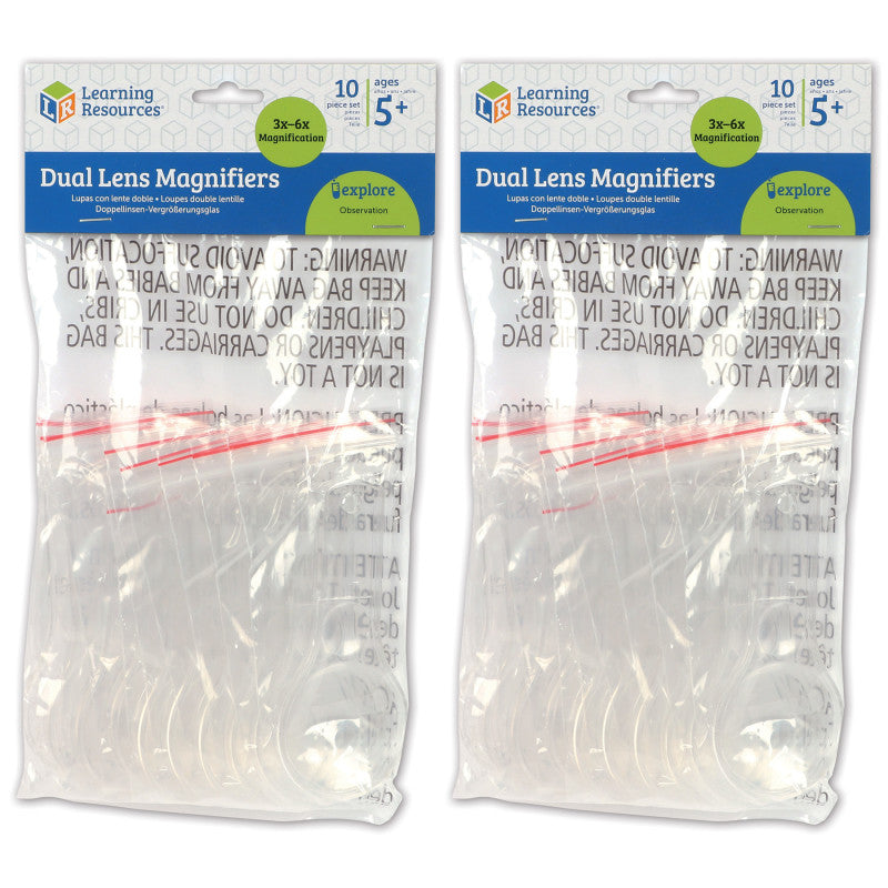 Dual Lens Magnifiers, 10 Per Pack, 2 Packs