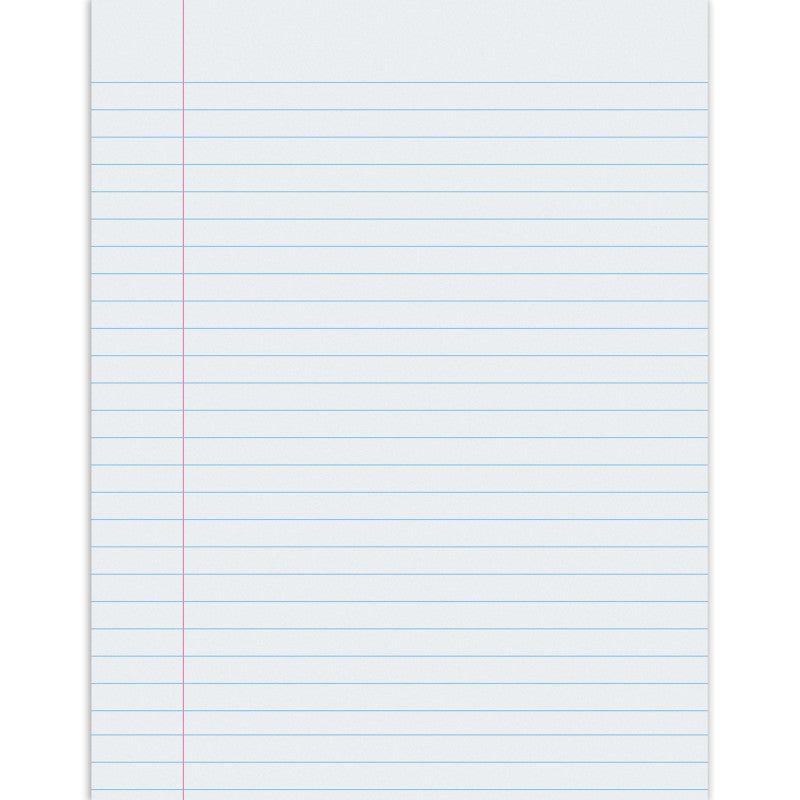 Composition Paper, White, Red Margin, 3/8" Ruled, 8-1/2" x 11", 500 Sheets