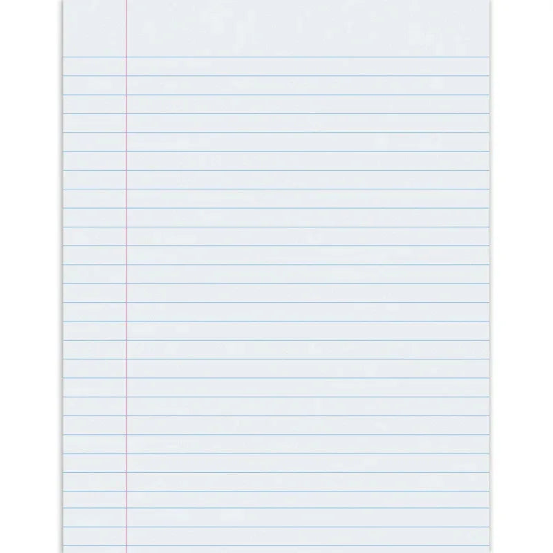 Composition Paper, White, Red Margin, 3/8" Ruled, 8-1/2" x 11", 500 Sheets