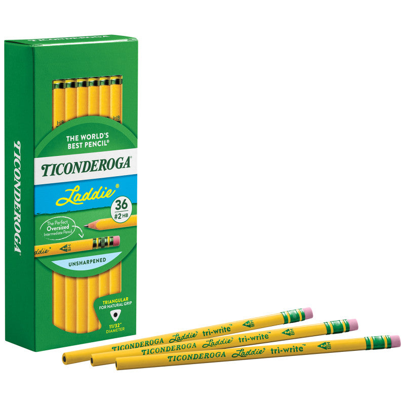 Laddie&reg; Tri-Write Intermediate Size No. 2 Pencils with Eraser, Box of 36