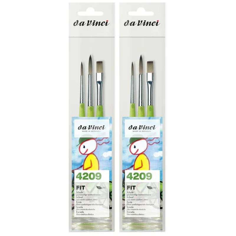 FIT Synthetics Student & Hobby Brushes, Synthetic, Acrylic & Tempera, Assorted, 3 Per Set, 2 Sets