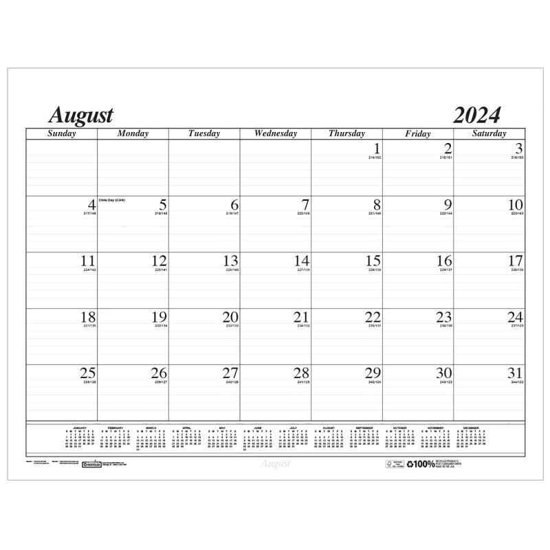 Monthly Academic Calendar Economy Desk Pad, 17 Months (Aug-Dec), 22" x 17"