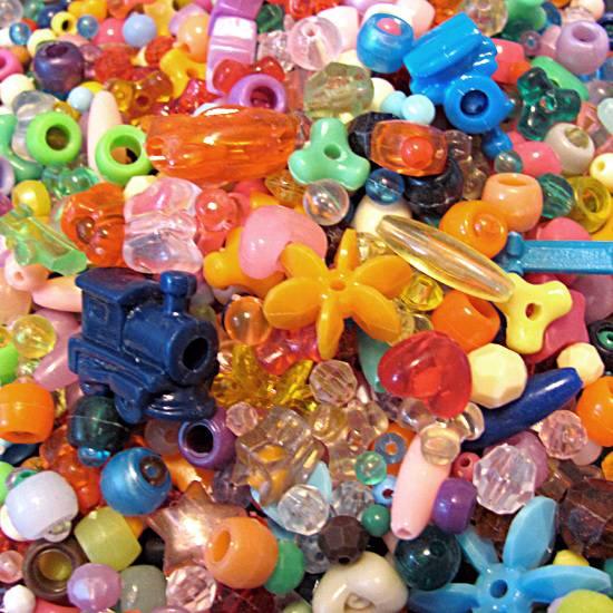 Mixed Plastic Beads 16 Ounces-Assorted