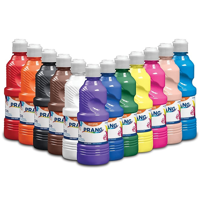 Prang® Ready-To-Use WASHABLE Tempera Paint, 16 Oz., Assorted Colors, Pack Of 12