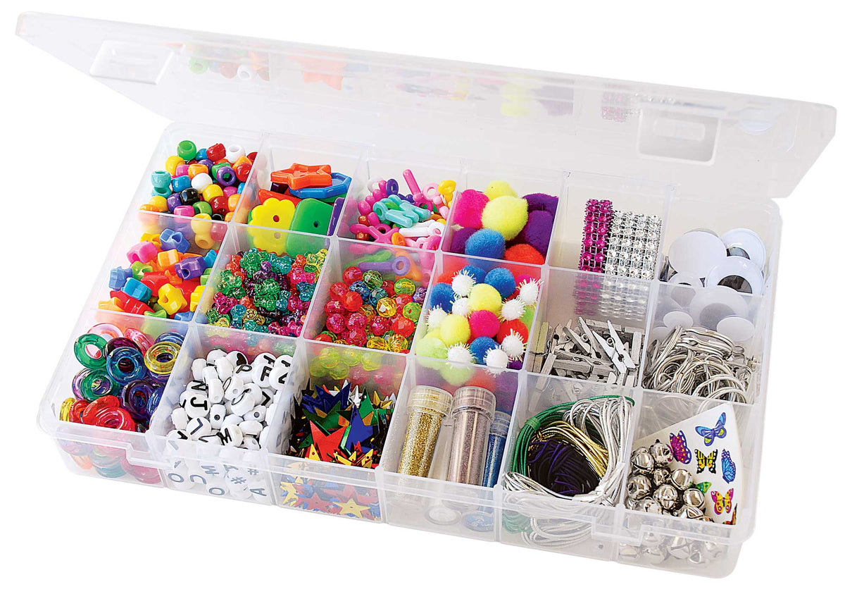 Plastic Bead Organizer #2184 - 18 Compartments - Measures 10.75" x 6.625" x 1.75", (10762)