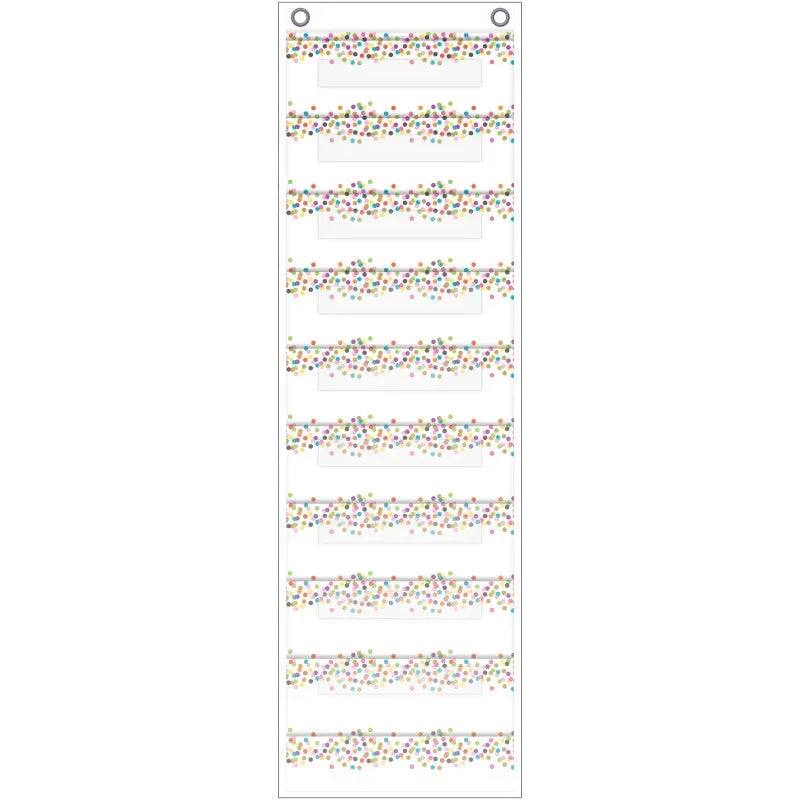 File Storage Pocket Chart, 10 Pockets, Confetti, 14" x 58"