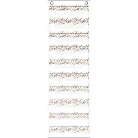 File Storage Pocket Chart, 10 Pockets, Confetti, 14" x 58"