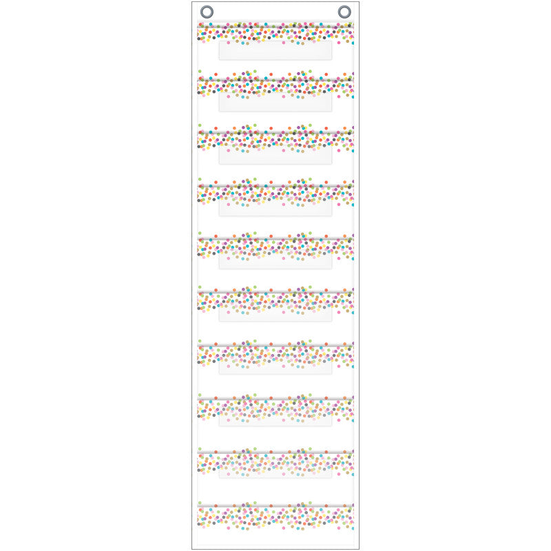 File Storage Pocket Chart, 10 Pockets, Confetti, 14" x 58"