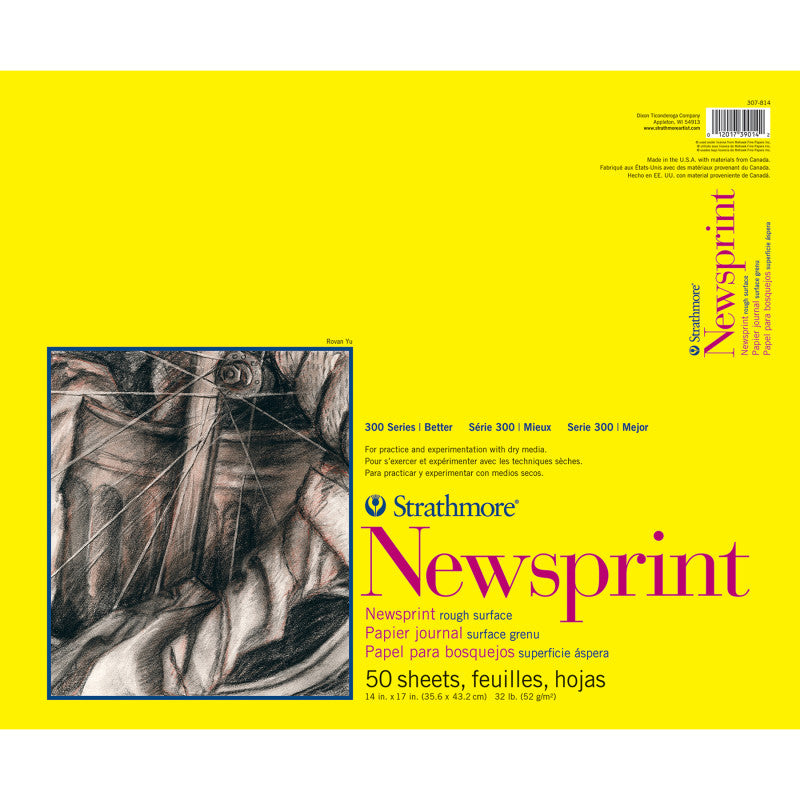 300 Series Newsprint Pad, Tape Binding, 50 Sheet, 14x17 inch, 1 Count
