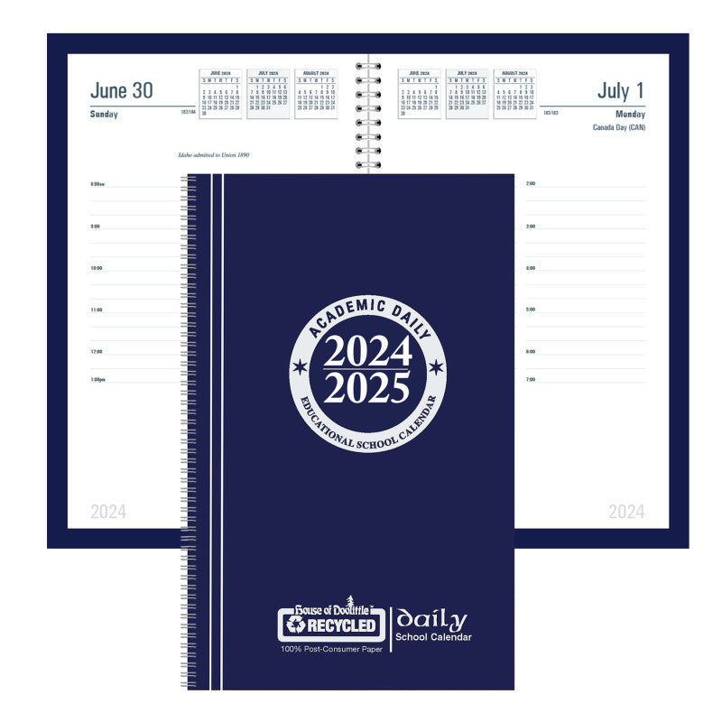 Recycled Daily Academic Calendar Planner Blue Cover